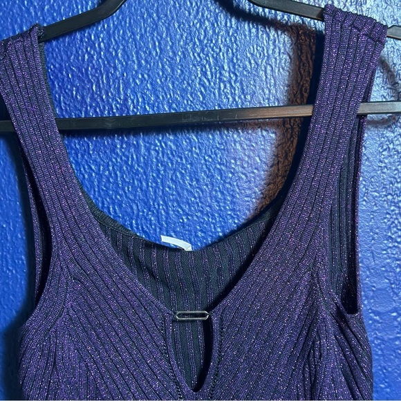 Free People Purple Ribbed Crop Tank Top size Small - Picture 6 of 9
